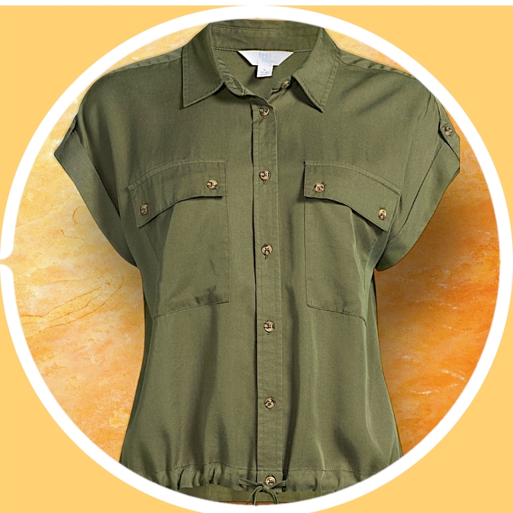 - NWOT XXL Olive Green Utility Top - Well made Quality Top